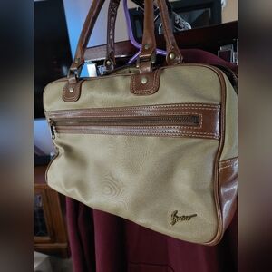 Vintage Bueno Brown and Tan Tote with Leather Accents